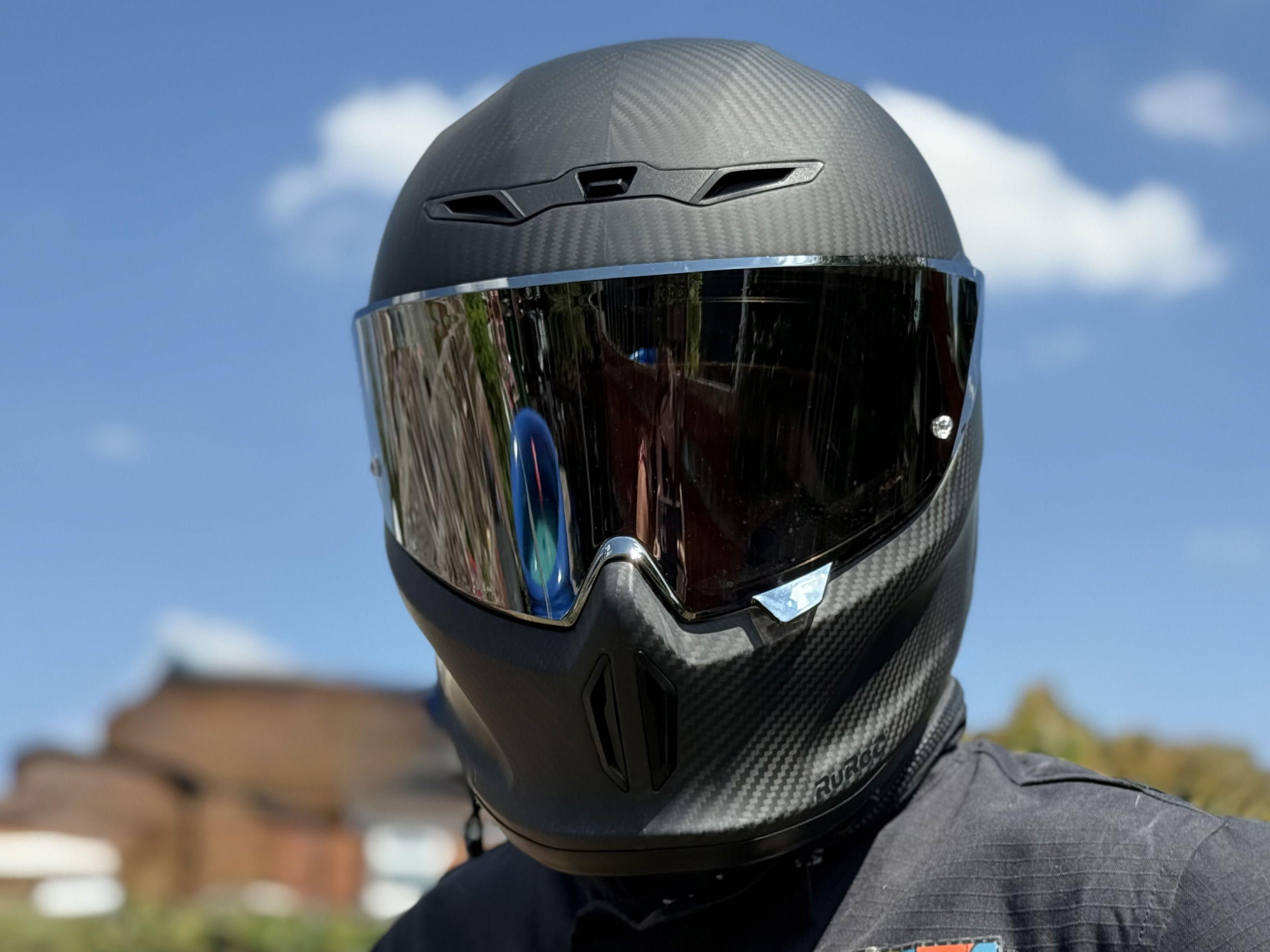 The Ruroc Eox Raw Carbon Motorcycle Helmet