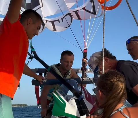 Ducati Panigale V4 goes parasailing